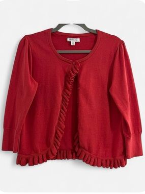 Vintage G.H. Bass & Co. Red Cardigan with Ruffled Details